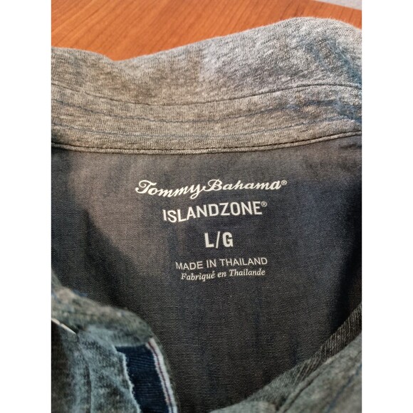 TOMMY BAHAMA Island Zone Dark Grey Polo Shirt Size LARGE Pockets Short Sleeve - Picture 2 of 7